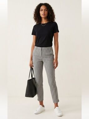 Jones New York Gingham Check Grace Ankle Pants Black White Size 10 Preppy Office